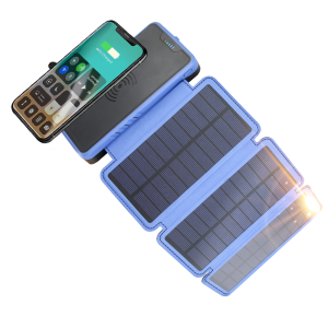 Повербанк із сонячною панеллю VHG DN39 20000 mAh Wireless Solar Power Bank 5 panel Blue