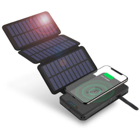 Повербанк з сонячною панеллю VHG DN39 20000 mAh Wireless Solar Power Bank 5 panel Black
