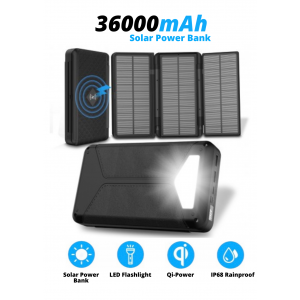 УМБ с солнечной панелью VHG DN52 36000 mAh Wireless Portable Solar Charger Black