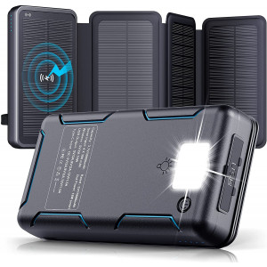 Повербанк на сонячній батареї VHG DN30 Pro 30000 mAh Portable Solar Charger Wireless 4 panel Black