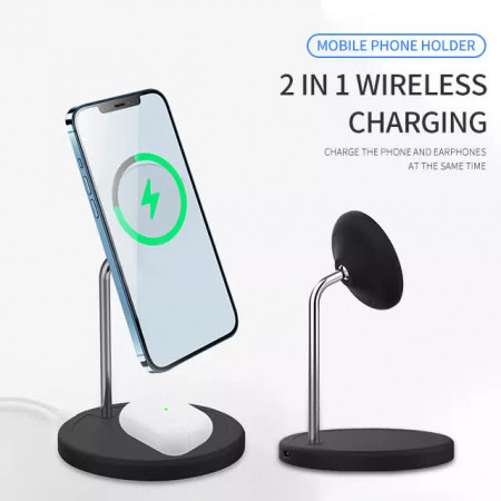 Бездротова зарядка Qi 2 в 1 VHG IN-WC-58 Wireless 15W I Док-станція для iPhone + Airpods Black